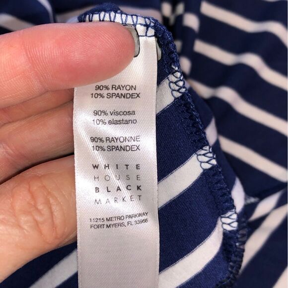 White House Black Market Off The Shoulder Stripped Sneaker Dress - Picture 16 of 16